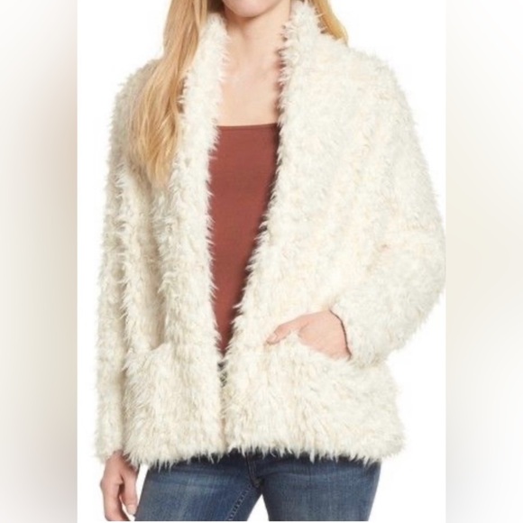 Love Fire Fun White Fuzzy Jacket - Picture 1 of 11